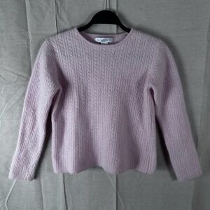 Pursuits Ltd Pink Lambswool Rabbit Hair Cable Knit Crew Neck Sweater Womens M
